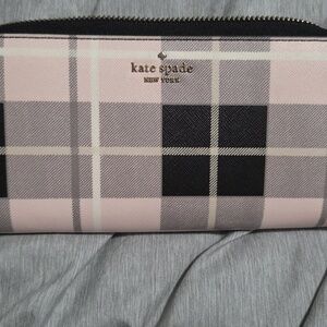 Kate Spade Pink and Gray Plaid Wallet
